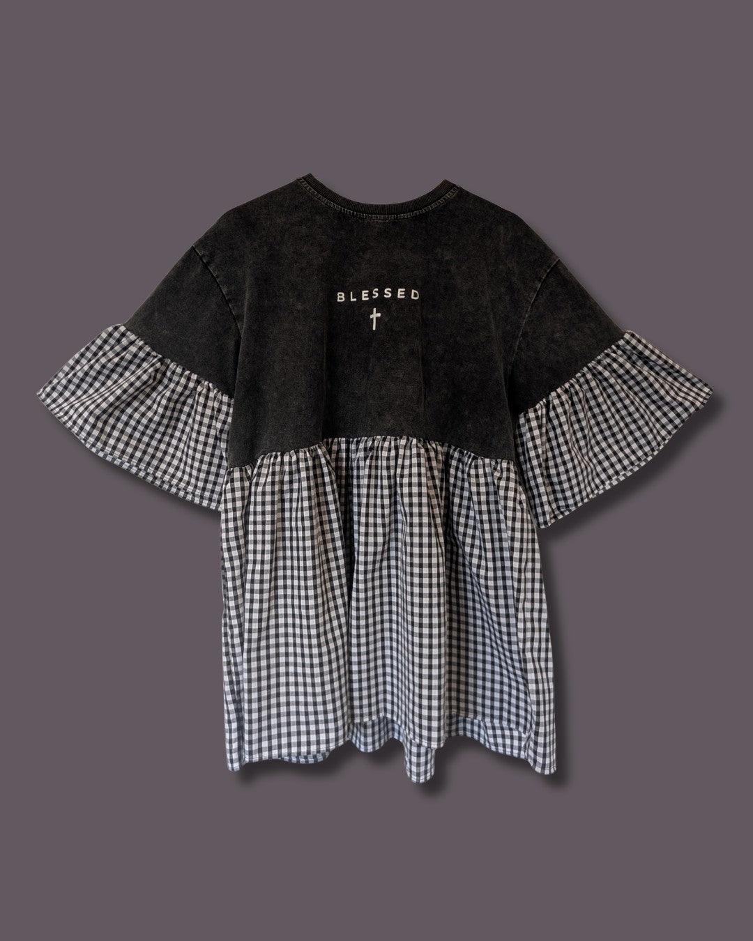 Blessed - Black Gingham Smock Dress (L)