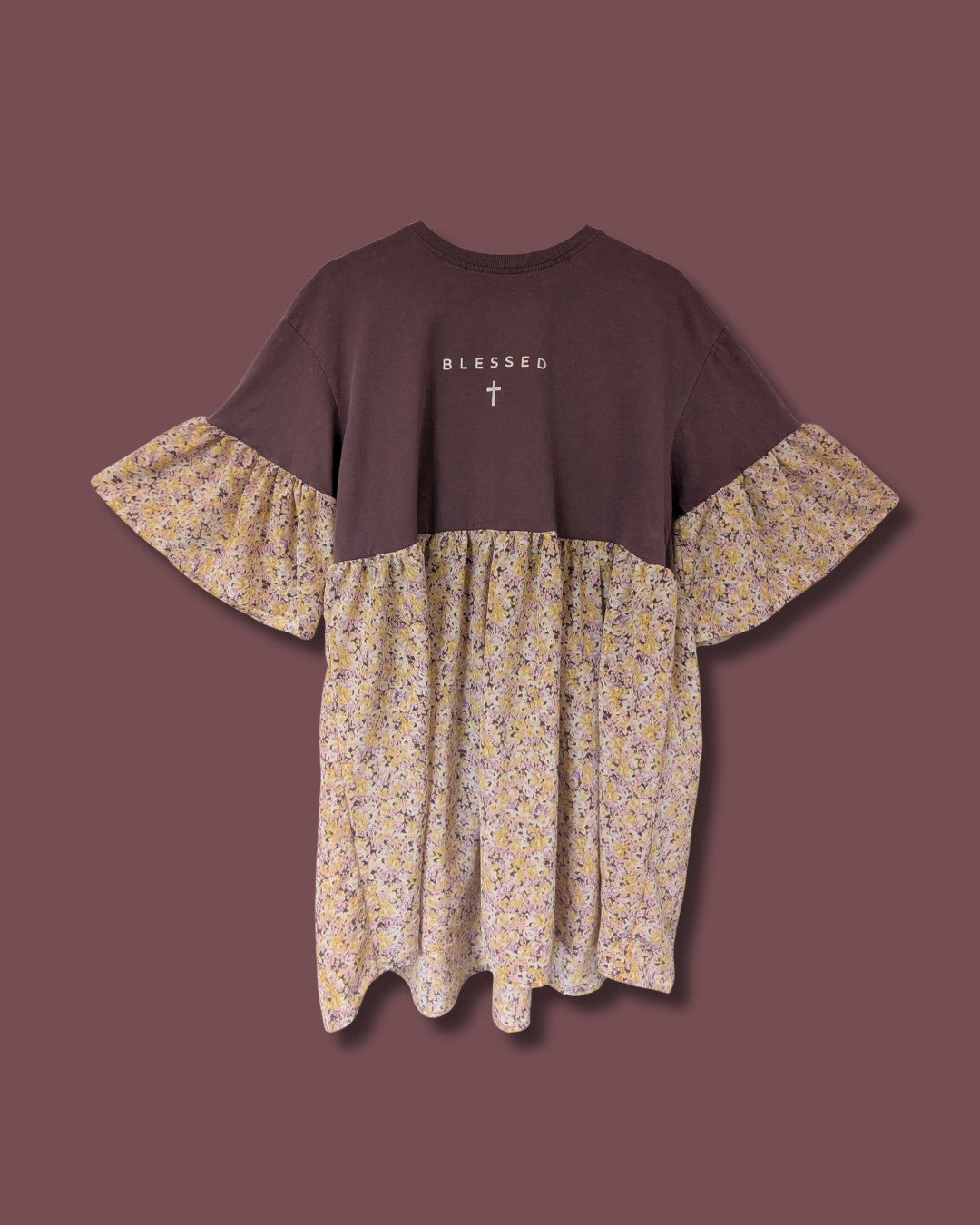 Blessed - Purple and Yellow Floral Smock Dress (XL)