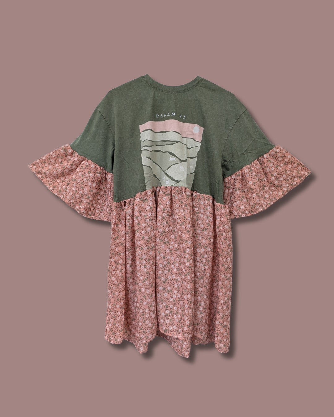 Psalm 23 - Dusty Pink Floral Smock Dress (M)
