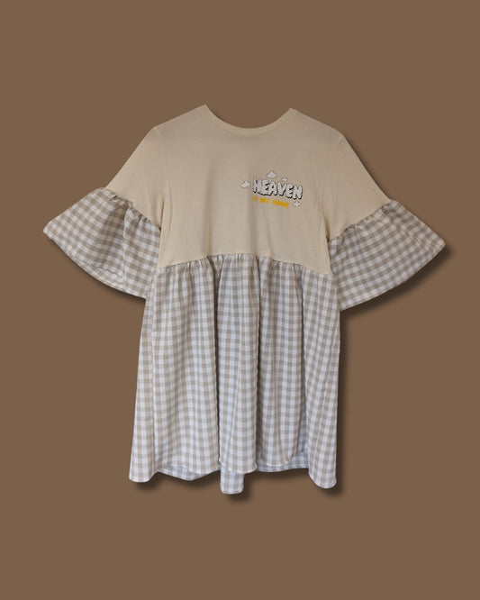 Heaven is my Home - Stone Gingham Smock Dress (M)