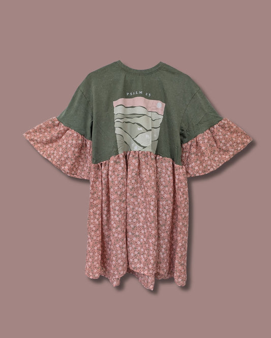 Psalm 23 - Dusty Pink Floral Smock Dress (M)