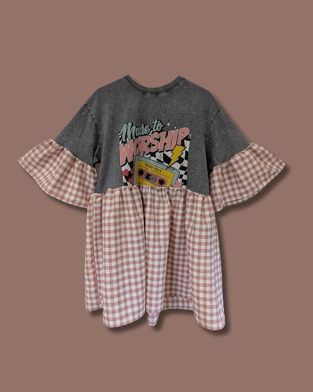 Made to Worship - Pink & White Gingham Smock Dress (M)