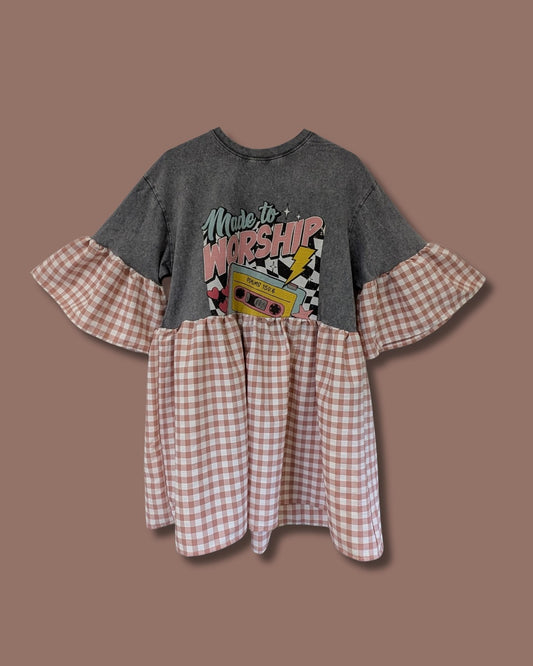 Made to Worship - Pink & White Gingham Smock Dress (M)