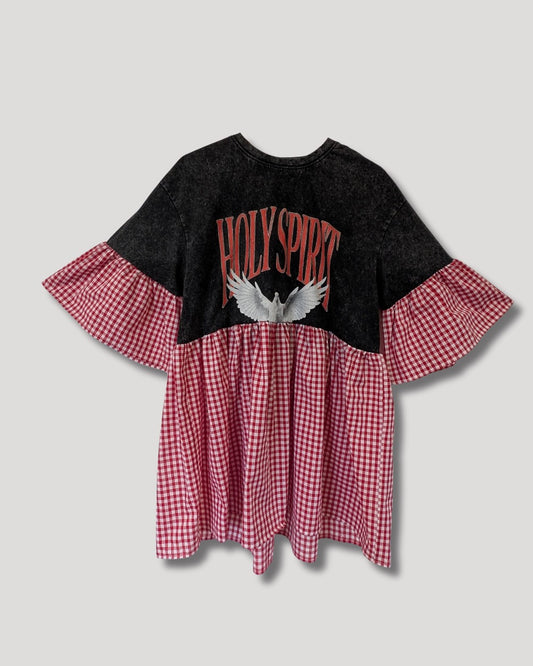 Holy Spirit - Red & White Gingham Smock Dress (L)