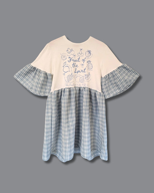 Fruit of the Spirit - Baby Blue Checked Smock Dress (S)