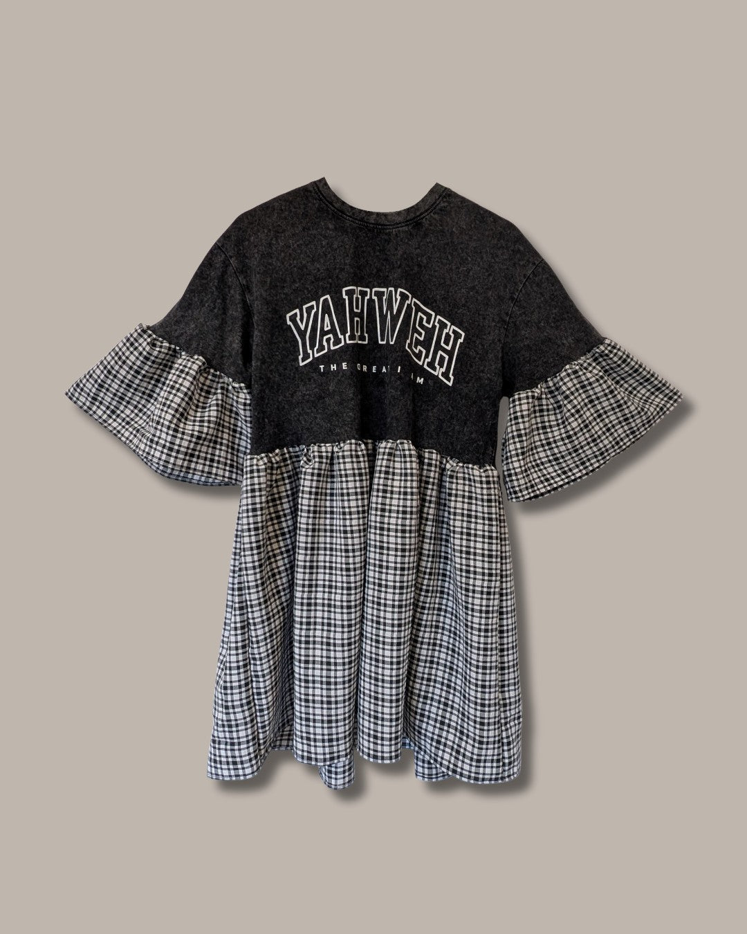 Yahweh - Black & White Checked Smock Dress (M)